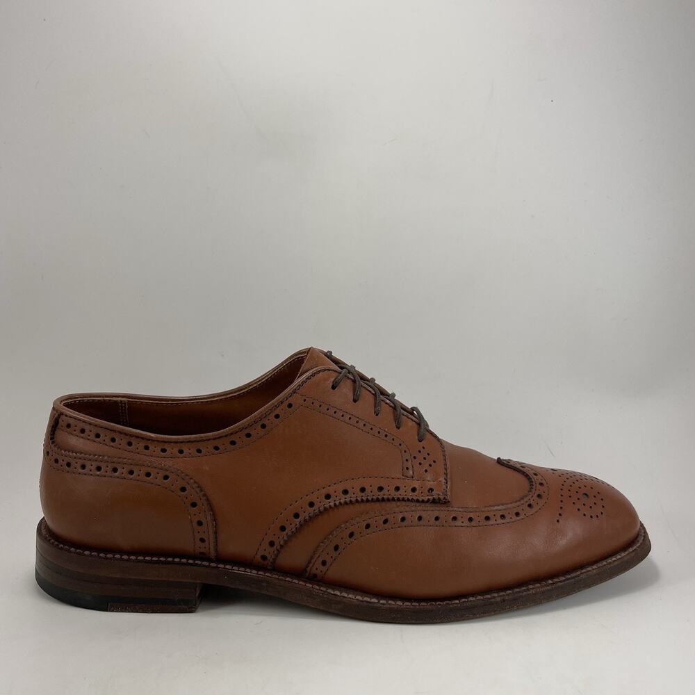 Alden 966 Short Wingtip Bluchers Mens 10 B Burnished Tan Leather Dress Shoes